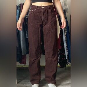 Refuge Brown Corduroy Pants Straight-Leg Casual